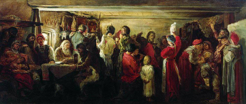 Village Wedding in the Tambov Province by Andrei Ryabushkin, Oil Painting Reproduction