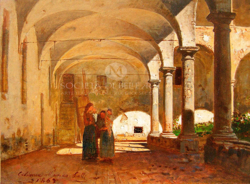 Cloister interior by Vincenzo Cabianca — Oil Painting Reproduction