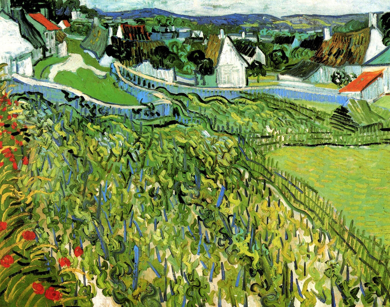 Vineyards with a View of Auvers by Vincent van Gogh — Oil Painting Reproduction