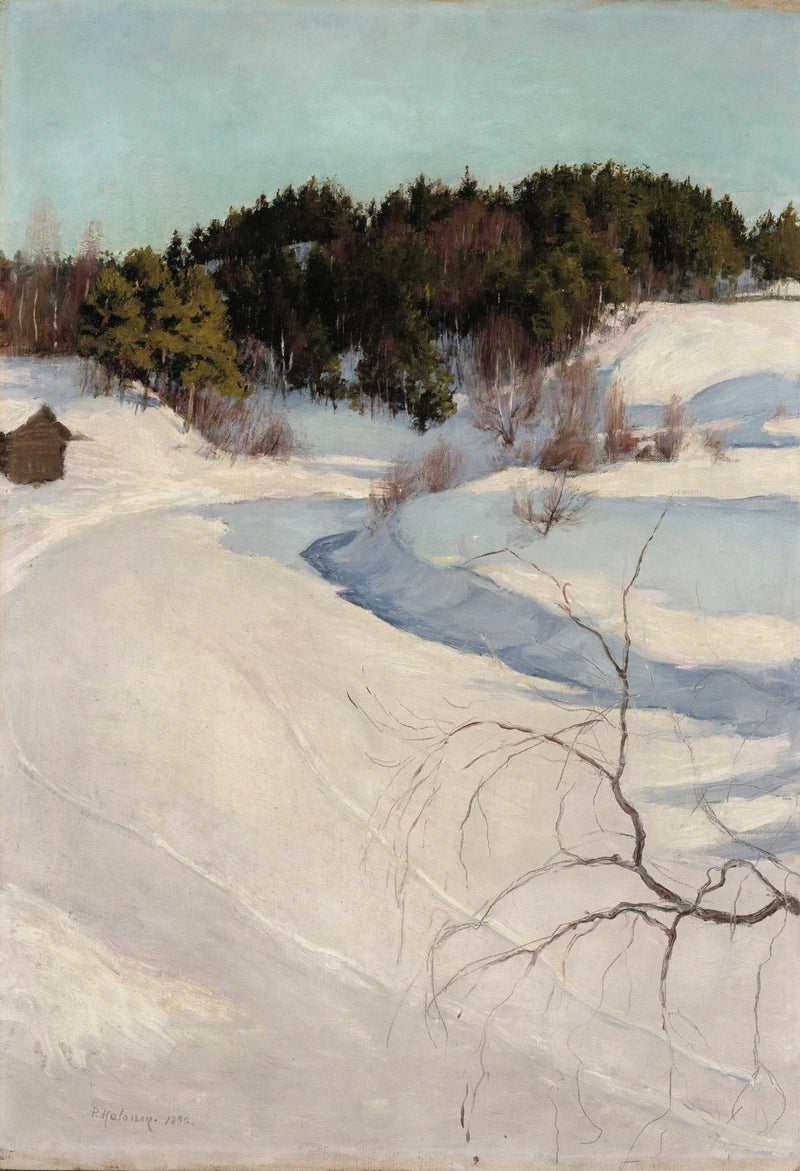 Vinterlandskap Från Myllykylä by Pekka Halonen, Oil Painting Reproduction