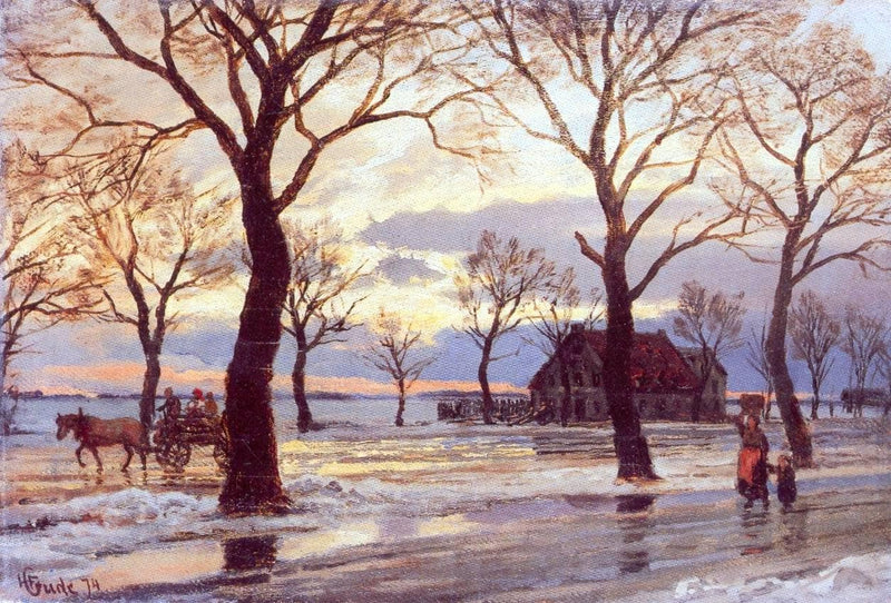 Vinterscene by Hans Gude — Oil Painting Reproduction