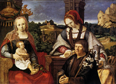 Virgin and Child with Mary Magdalen and a Donor in entryway