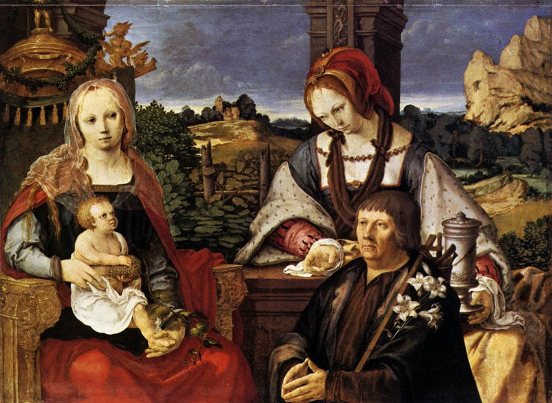 Virgin and Child with Mary Magdalen and a Donor by Lucas van Leyden — Oil Painting Reproduction