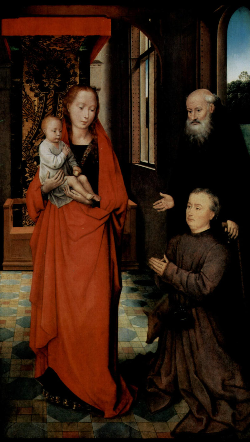 Virgin and Child with St. Anthony the Abbot and a Donor by Hans Memling — Oil Painting Reproduction