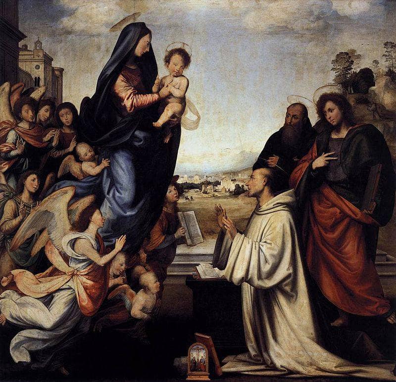 Vision of St Bernard with Sts Benedict and John the Evangelist by Fra Bartolomeo — Oil Painting Reproduction
