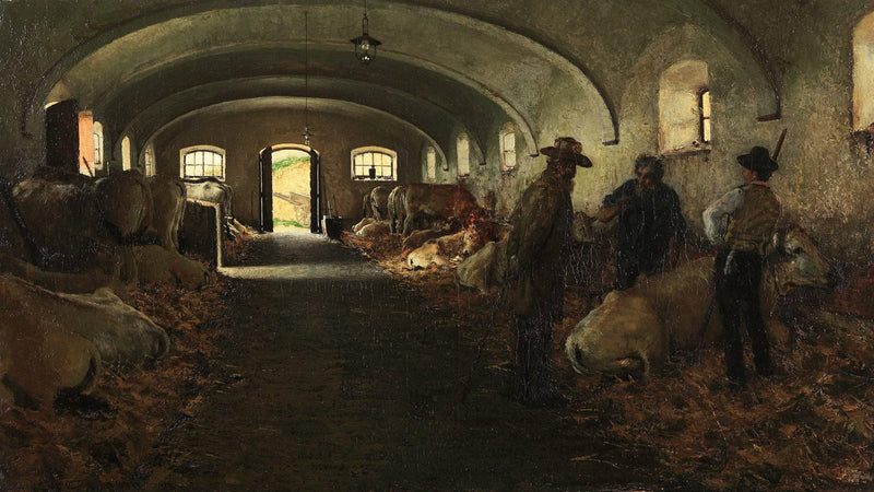Visit to the stable by Angelo Morbelli — Oil Painting Reproduction
