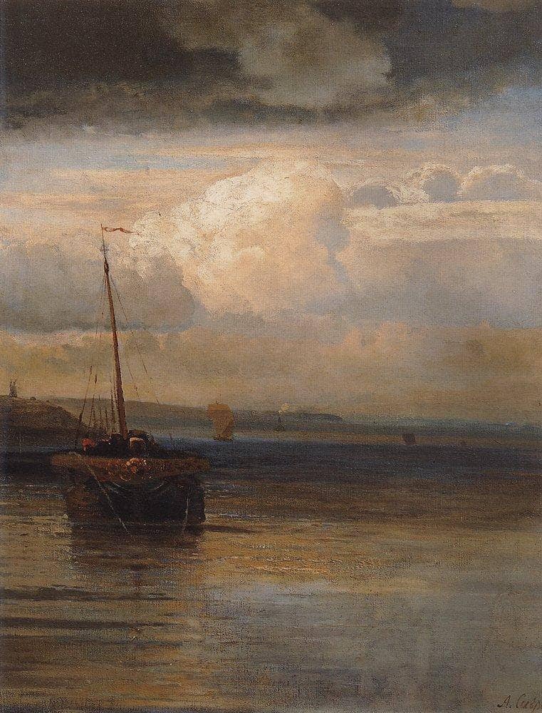 Volga. Landscape by Aleksey Savrasov — Oil Painting Reproduction
