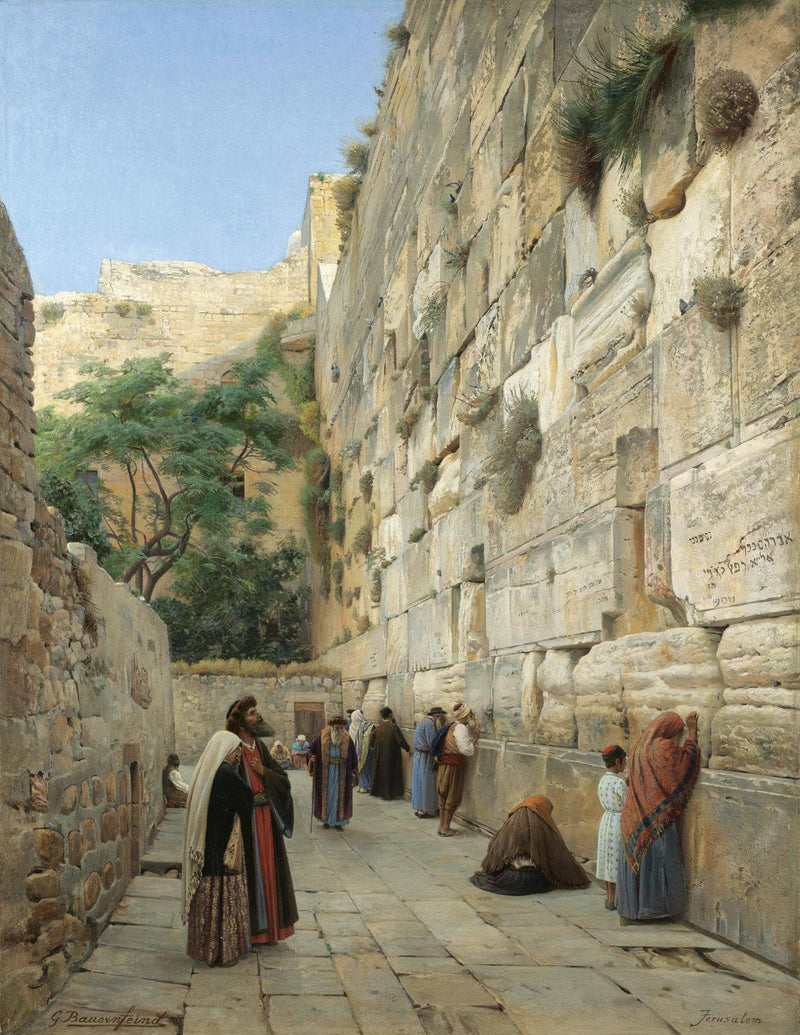 The Wailing Wall, Jerusalem by Gustav Bauernfeind — Oil Painting Reproduction
