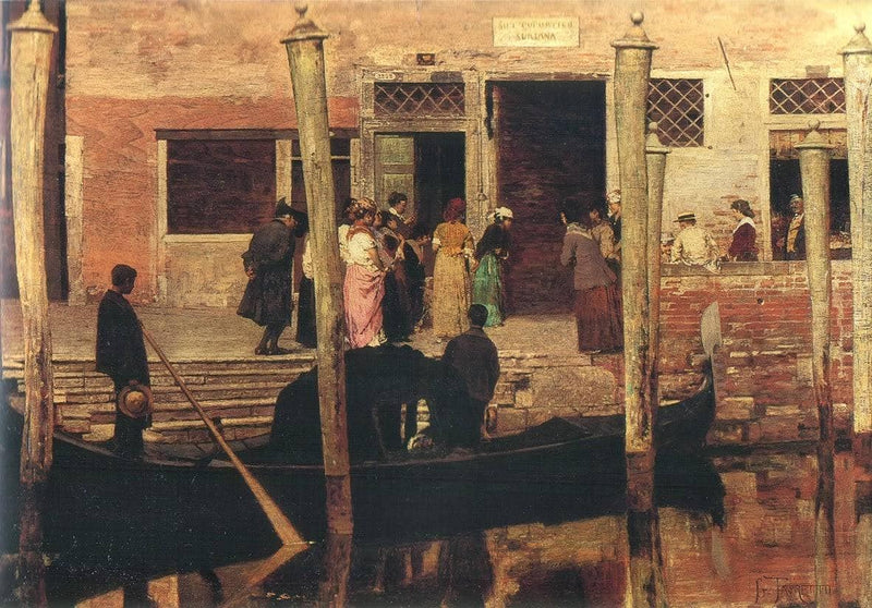 Waiting for the newlyweds by Giacomo Favretto — Oil Painting Reproduction