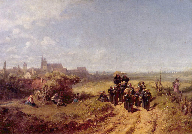 Walk With the Institute by Carl Spitzweg — Oil Painting Reproduction