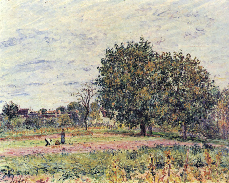 Walnut trees at sunset in early October by Alfred Sisley — Oil Painting Reproduction