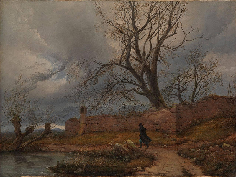 Wanderer in the Storm by Carl Julius von Leypold — Oil Painting Reproduction