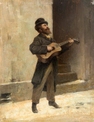 Wandering musician in dining room