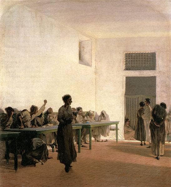 Ward of the madwomen at S. Bonifazio by Telemaco Signorini — Oil Painting Reproduction