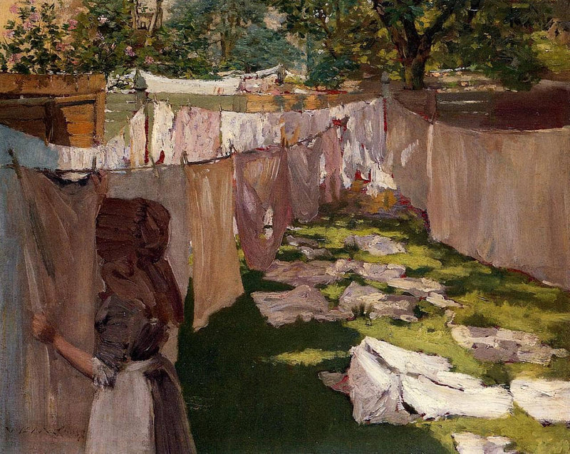 Wash Day - A Back Yard Reminiscence of Brooklyn by William Merritt Chase — Oil Painting Reproduction