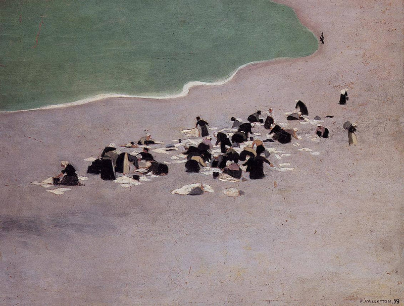 Washerwomen at Etretat (Women Drying Laundry on the Beach) by Felix Vallotton — Oil Painting Reproduction