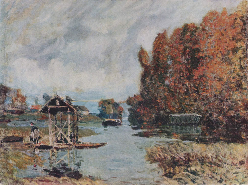 Washerwomen of Bougival by Alfred Sisley — Oil Painting Reproduction