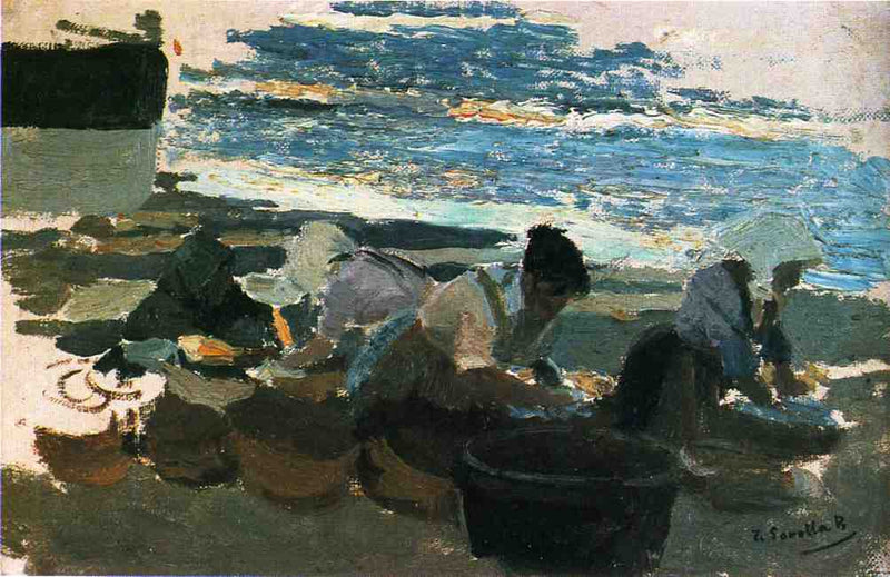 Washerwomen (sketch) by Joaquín Sorolla — Oil Painting Reproduction