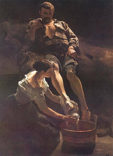 Washing of feet by Jacek Malczewski — Oil Painting Reproduction