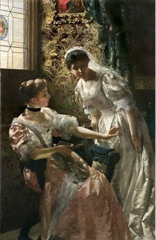 Watching Jewels by Wladyslaw Czachorski, Oil Painting Reproduction