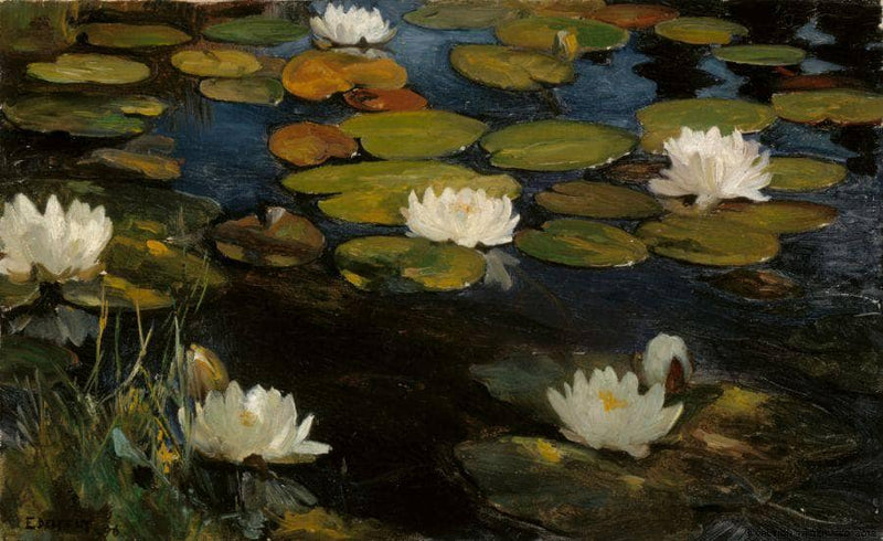 Water Lilies, Study for the Youth and a Mermaid by Albert Edelfelt — Oil Painting Reproduction
