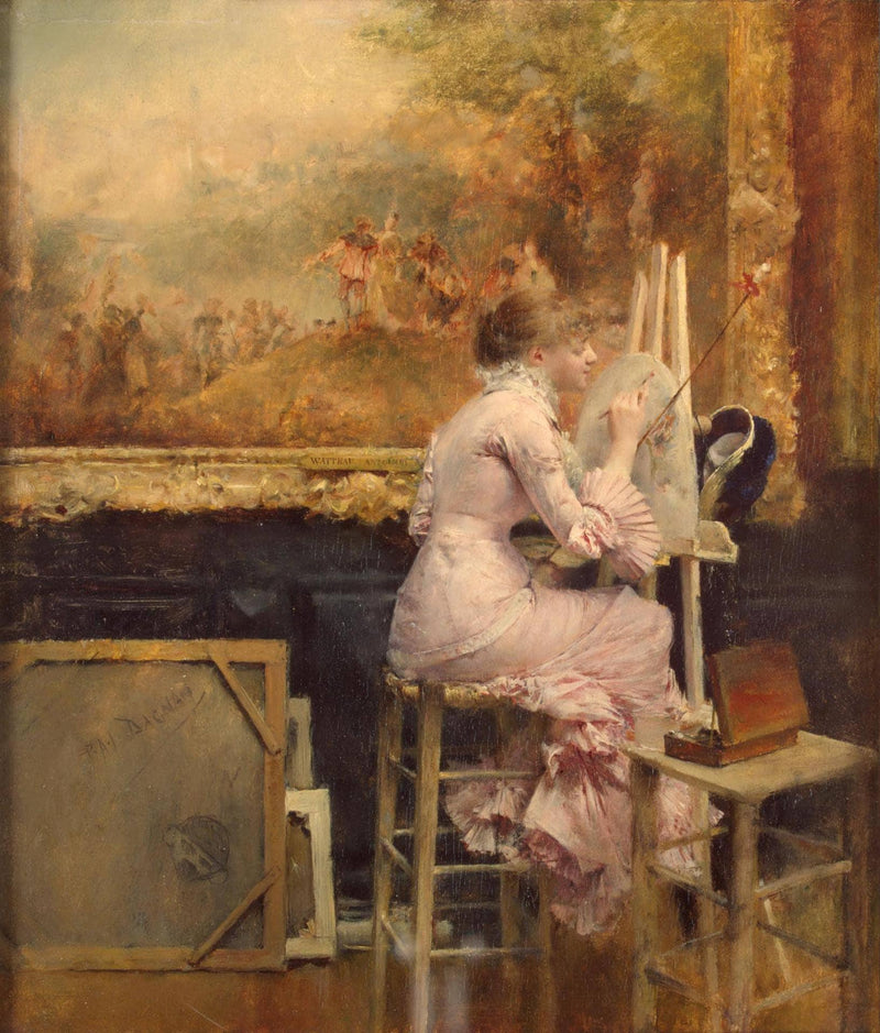 Watercolourist in the Louvre by Pascal Dagnan-Bouveret — Oil Painting Reproduction