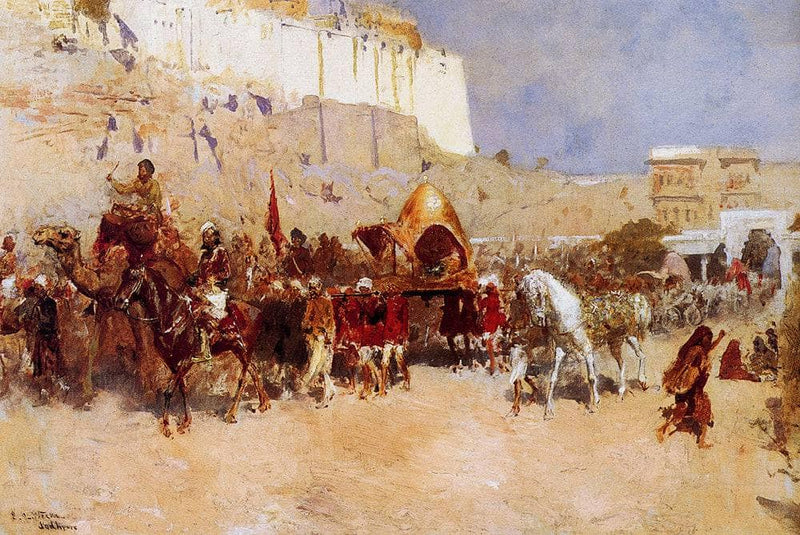 Wedding Procession, Jodhpur by Edwin Lord Weeks — Oil Painting Reproduction