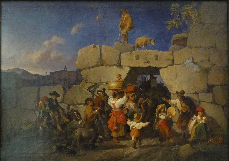 Italian country people return home by Theodor Leopold Weller — Oil Painting Reproduction