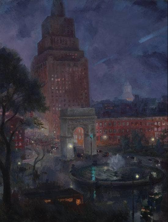 Wet Night, Washington Square by John French Sloan — Oil Painting Reproduction