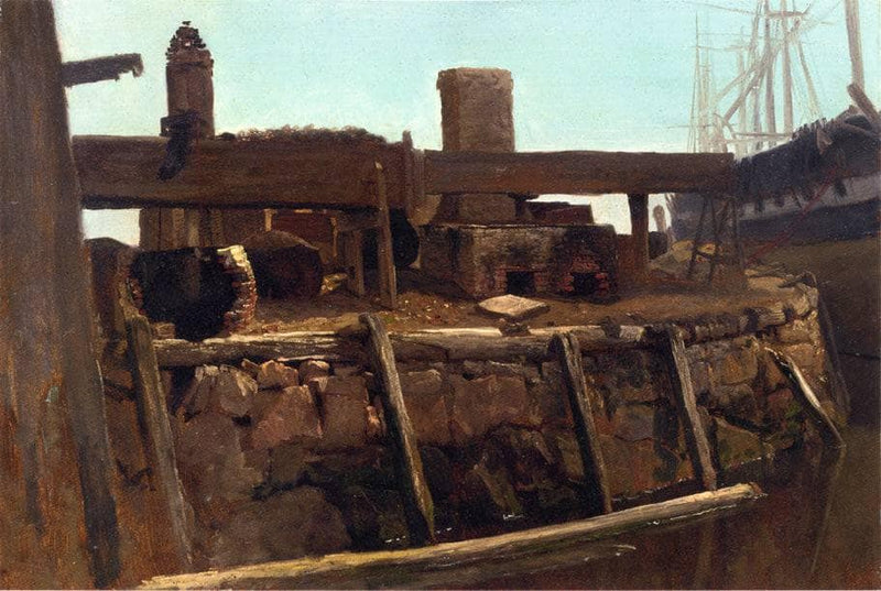 Wharf Scene by Albert Bierstadt — Oil Painting Reproduction
