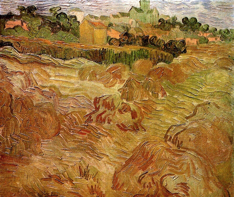 Wheat Fields with Auvers in the Background by Vincent van Gogh — Oil Painting Reproduction