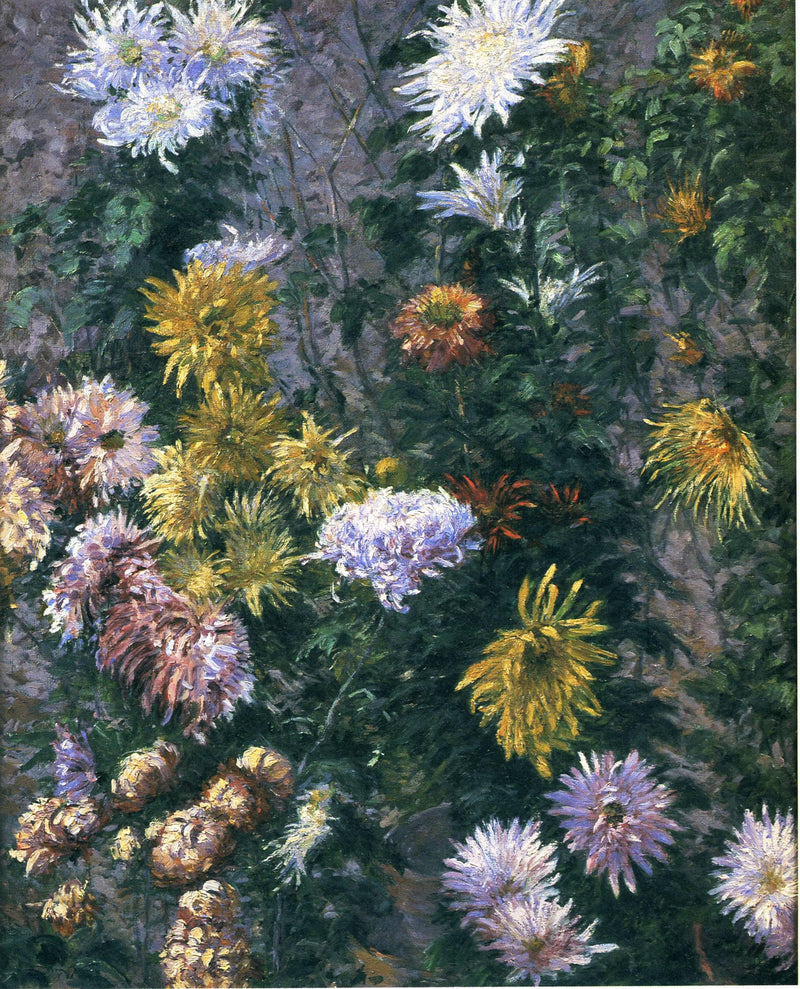 White and Yellow Chrysanthemums by Gustave Caillebotte — Oil Painting Reproduction