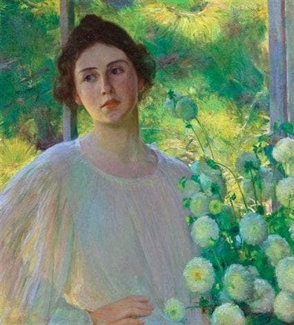 White asters by Albert Herter — Oil Painting Reproduction