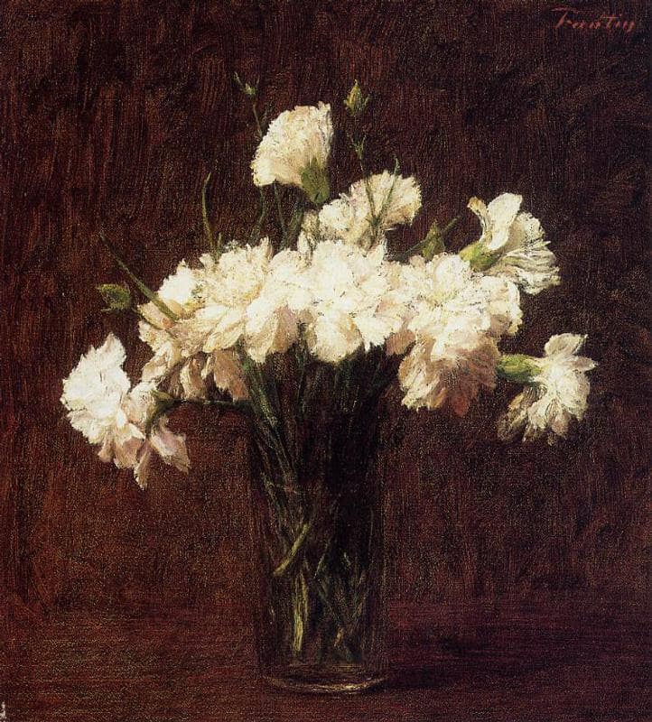 White Carnations by Henri Fantin-Latour — Oil Painting Reproduction