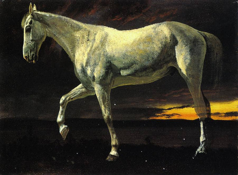White Horse and Sunset by Albert Bierstadt — Oil Painting Reproduction
