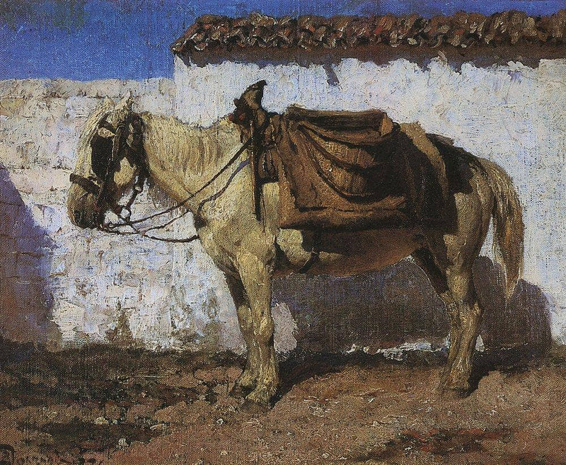 White Horse. Normandy. by Vasily Polenov — Oil Painting Reproduction