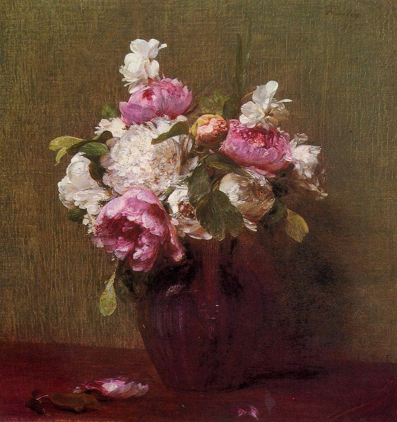 White Peonies and Roses, Narcissus by Henri Fantin-Latour — Oil Painting Reproduction