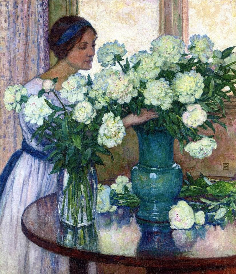 White Peonies by Theo van Rysselberghe — Oil Painting Reproduction