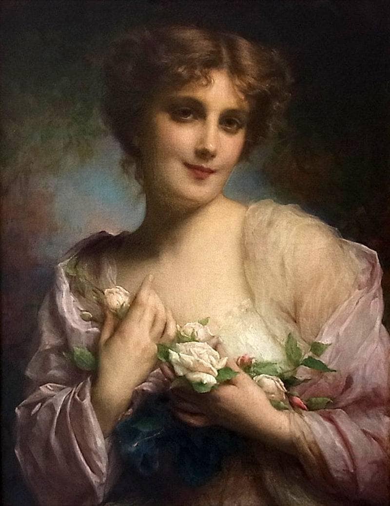 White roses by Adolphe Piot — Oil Painting Reproduction