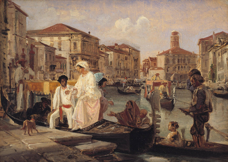 Alighting from a Gondola in Venice by Wilhelm Marstrand — Oil Painting Reproduction