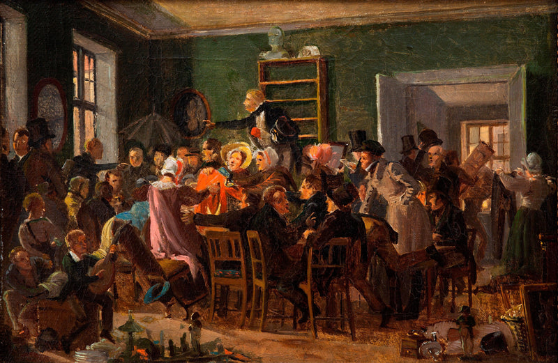 Study for 'An auction scene' by Wilhelm Marstrand — Oil Painting Reproduction