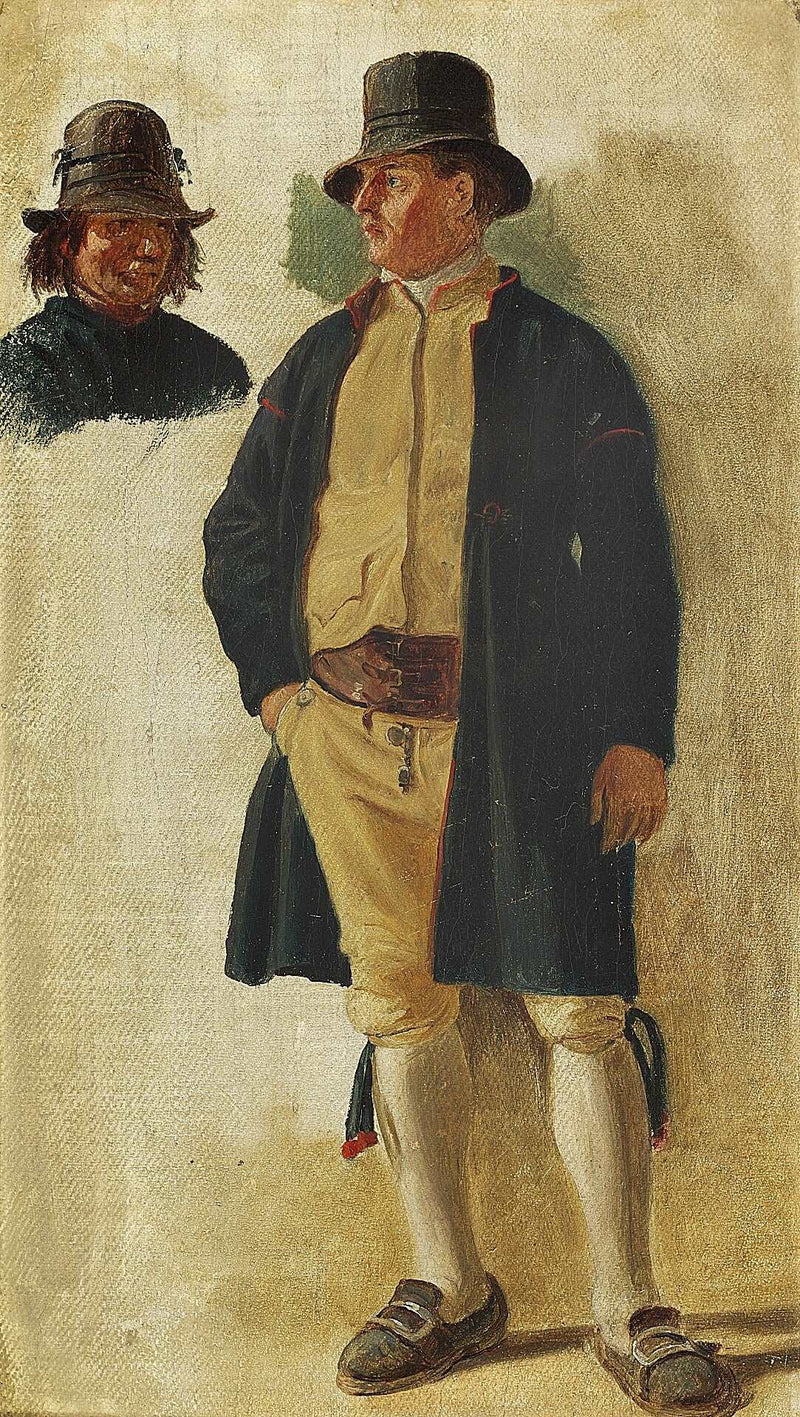 A standing man and the head of a farmer by Wilhelm Marstrand — Oil Painting Reproduction