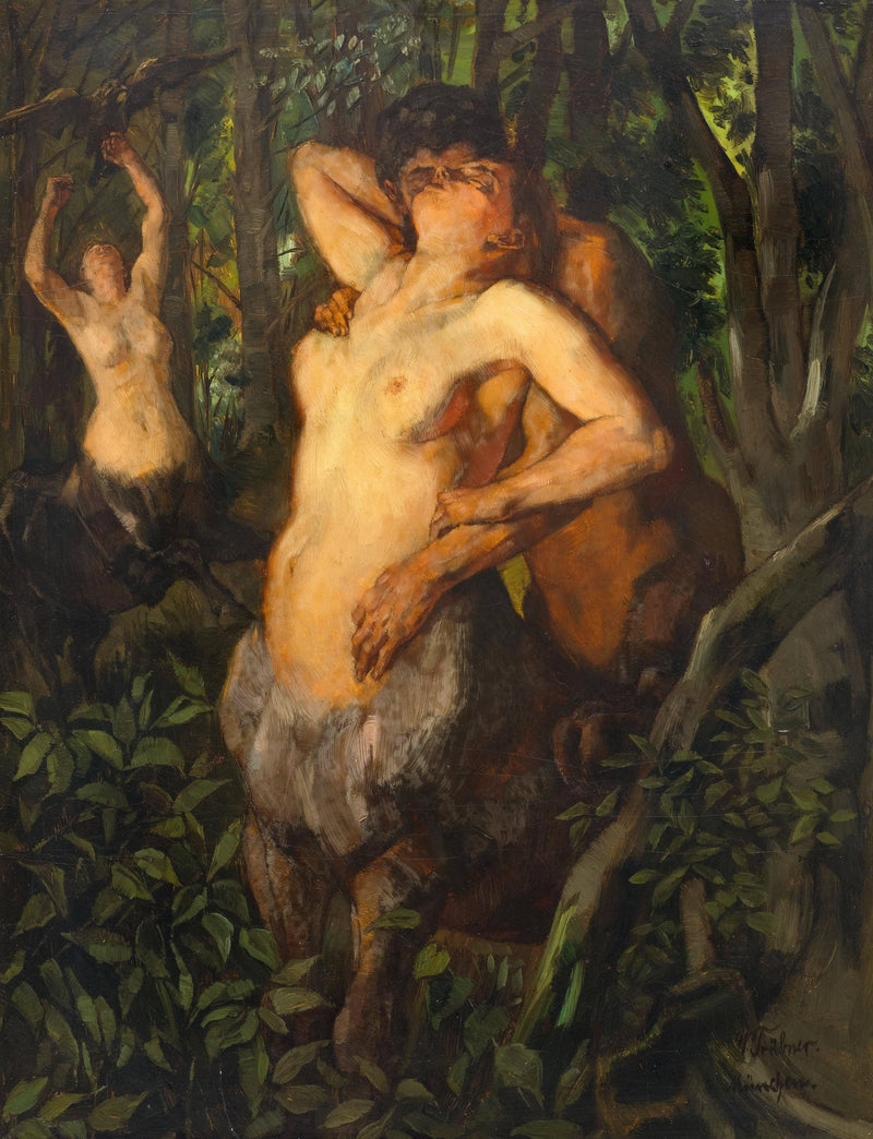 Satyr and Centaurs by Wilhelm Trübner — Oil Painting Reproduction