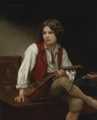 Italian Boy with Mandolin in living room