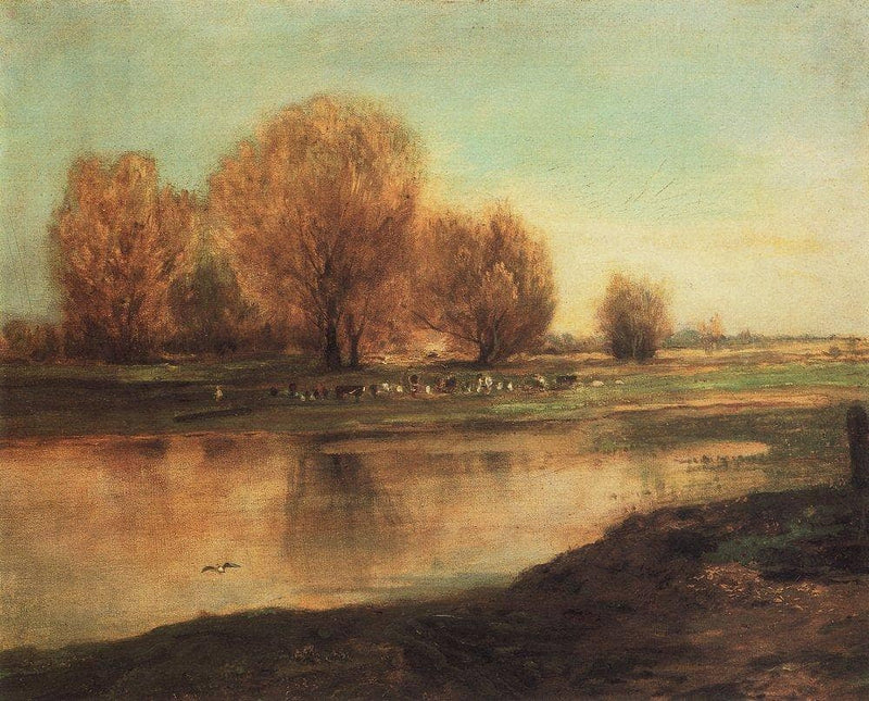 Willow by the pond by Aleksey Savrasov — Oil Painting Reproduction