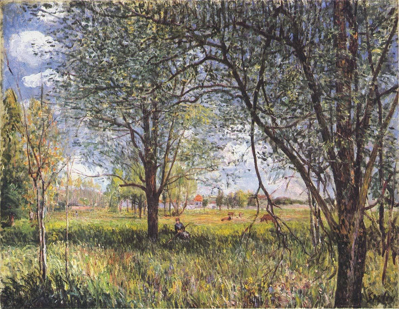 Willows in a field afternoon by Alfred Sisley — Oil Painting Reproduction