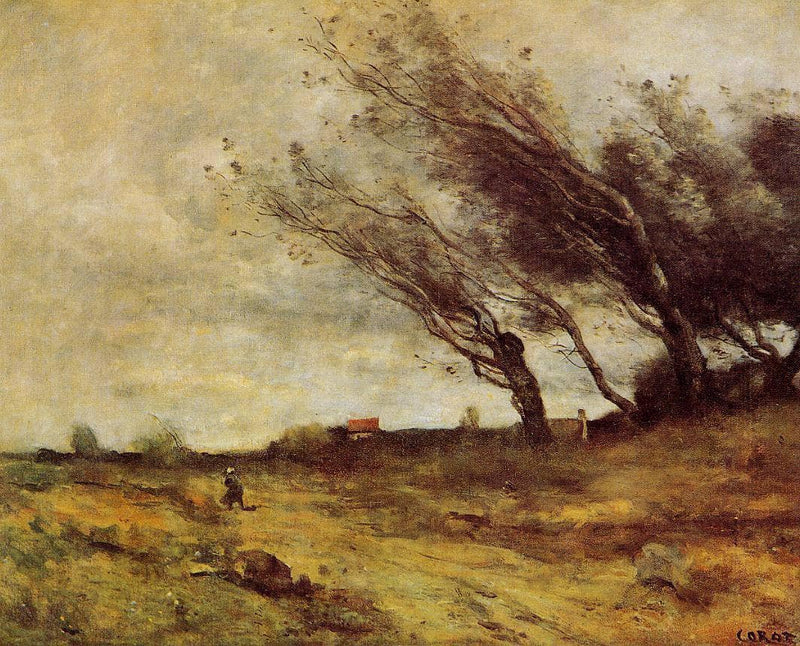 Windswept Landscape by Camille Corot — Oil Painting Reproduction