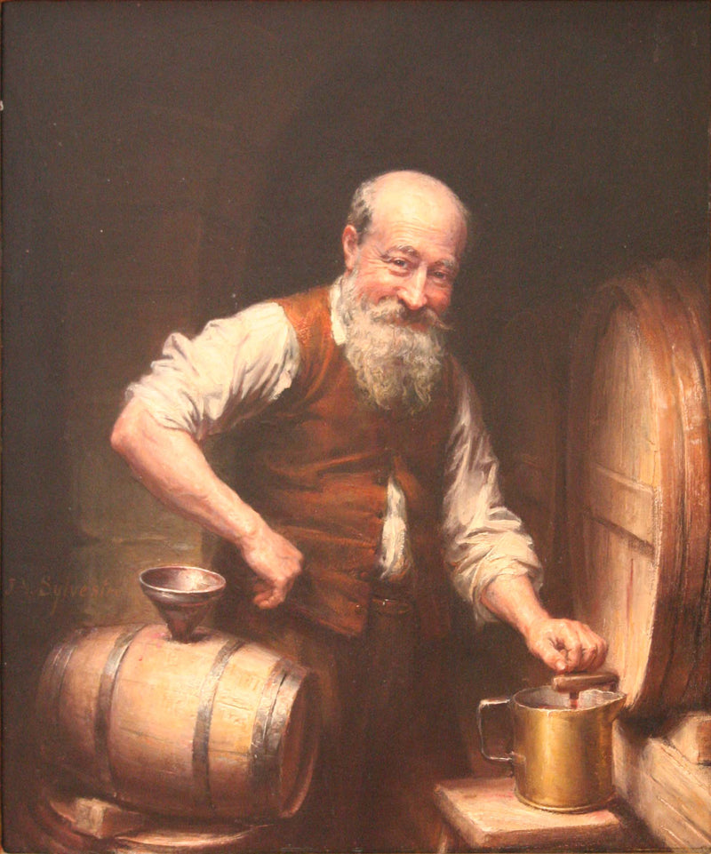 Winemaker in his cellar by Joseph-Noël Sylvestre — Oil Painting Reproduction