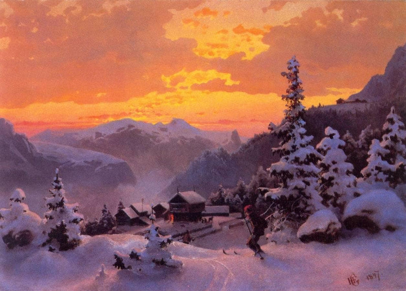 Winter Afternoon by Hans Gude — Oil Painting Reproduction
