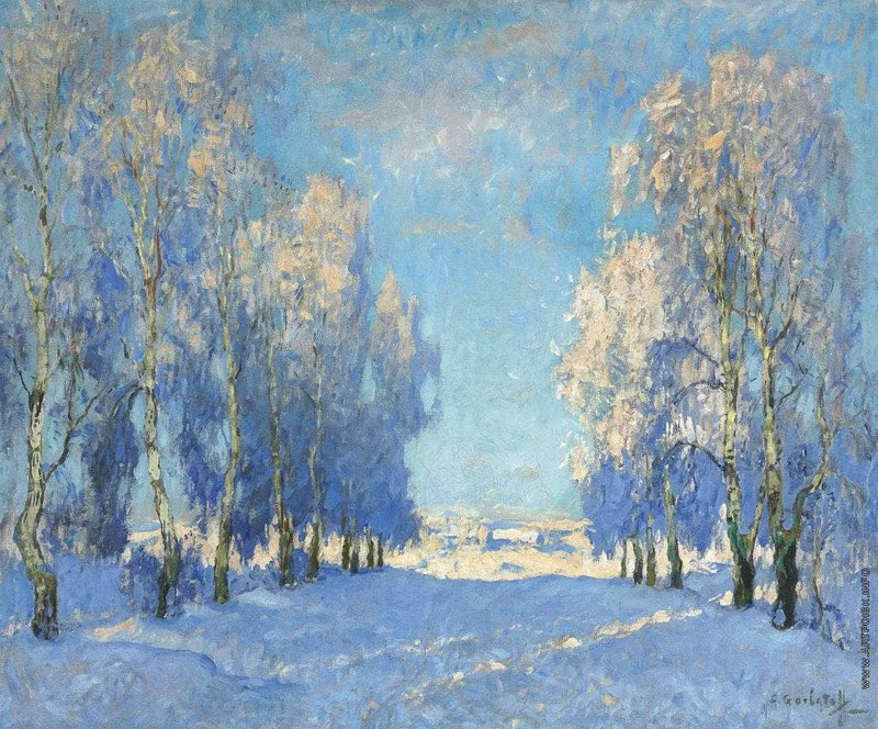 Winter Day by Konstantin Gorbatov — Oil Painting Reproduction